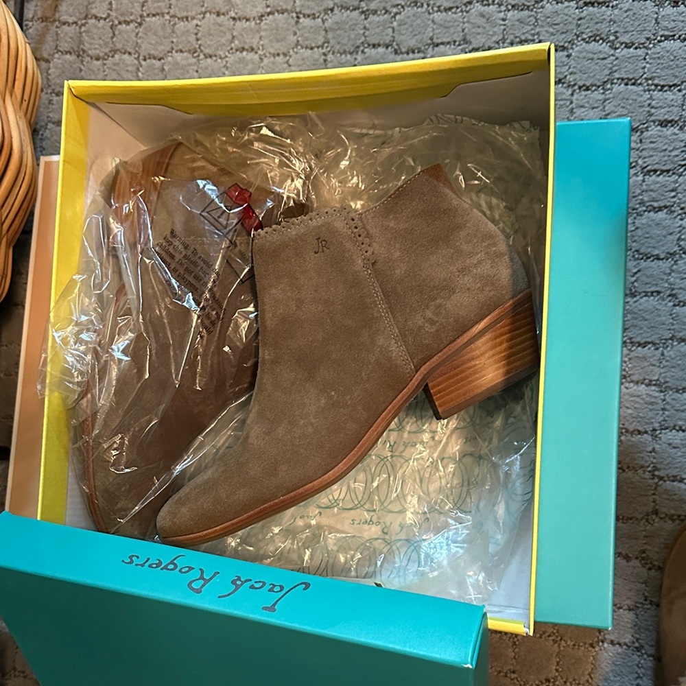 Jack Rogers Suede Tan Ankle Booties - Picture 3 of 3